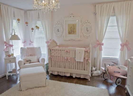 I love this crisp white, with just a touch of pink. The little vintage plane is my favorite piece. projectnursery.com